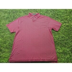 Men's XL Peter Millar Featherweight Pink Stripe Short Sleeve Polo Shirt Tee Golf